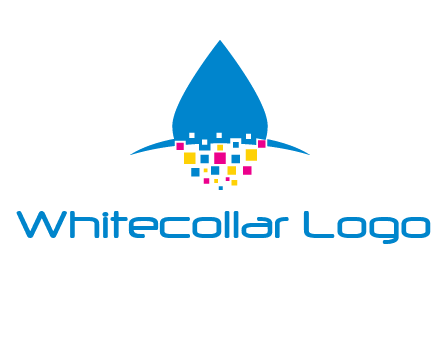 drop and pixels printing logo