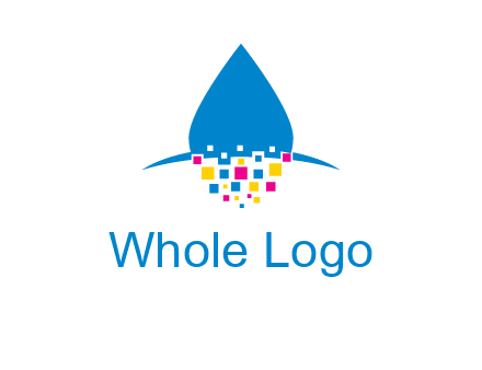 drop and pixels printing logo