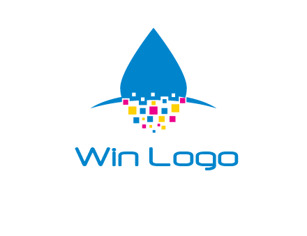 drop and pixels printing logo
