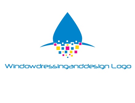 drop and pixels printing logo