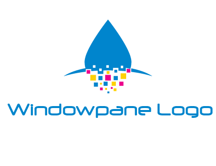 drop and pixels printing logo