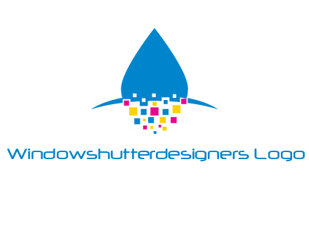 drop and pixels printing logo
