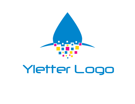 drop and pixels printing logo