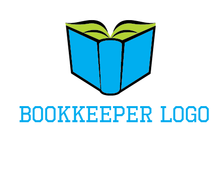 tilted open hardcover book logo