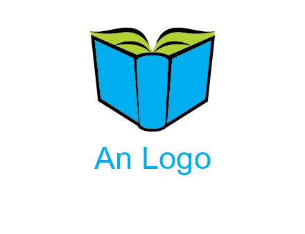 tilted open hardcover book logo