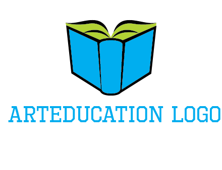 tilted open hardcover book logo
