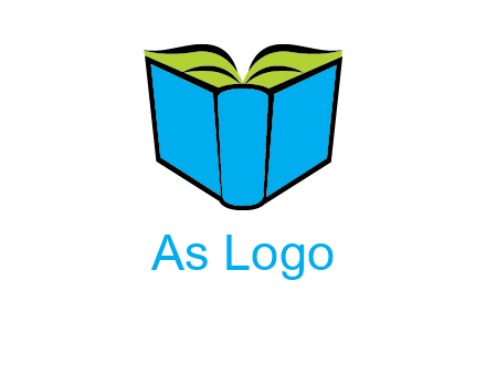 tilted open hardcover book logo