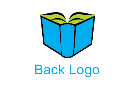 tilted open hardcover book logo