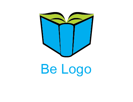 tilted open hardcover book logo