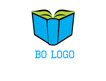tilted open hardcover book logo