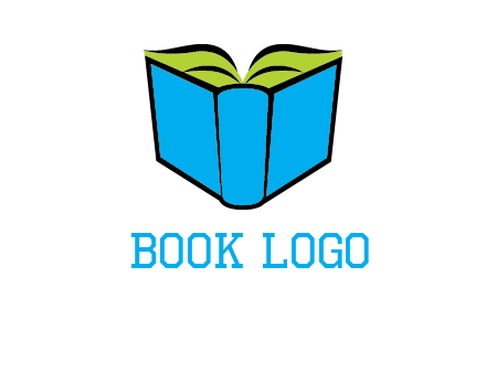 tilted open hardcover book logo