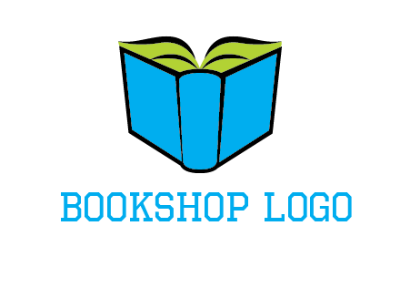 tilted open hardcover book logo