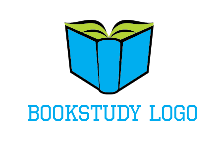 tilted open hardcover book logo