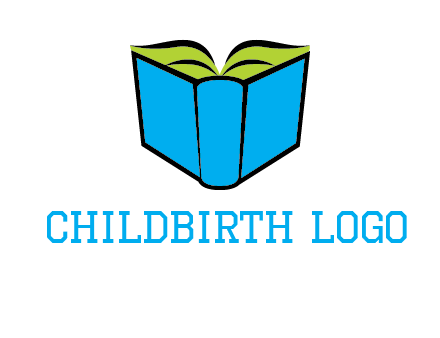 tilted open hardcover book logo