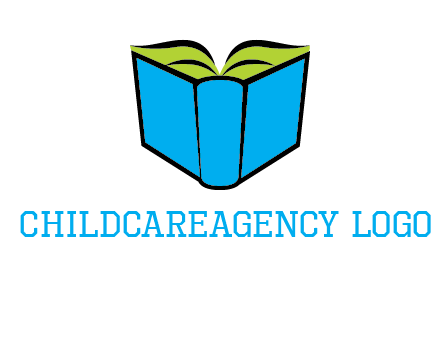 tilted open hardcover book logo