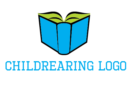 tilted open hardcover book logo