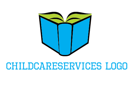 tilted open hardcover book logo