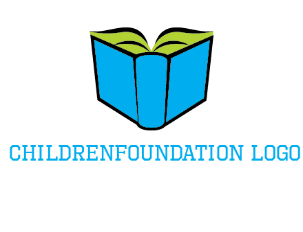 tilted open hardcover book logo