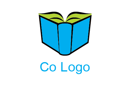 tilted open hardcover book logo