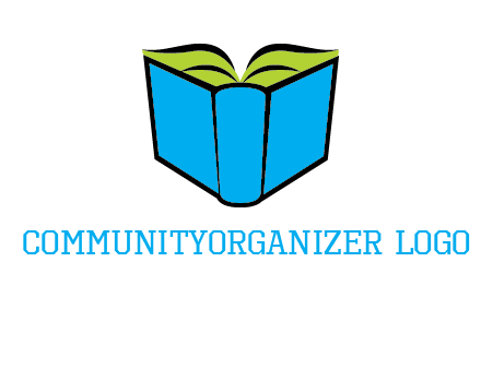 tilted open hardcover book logo