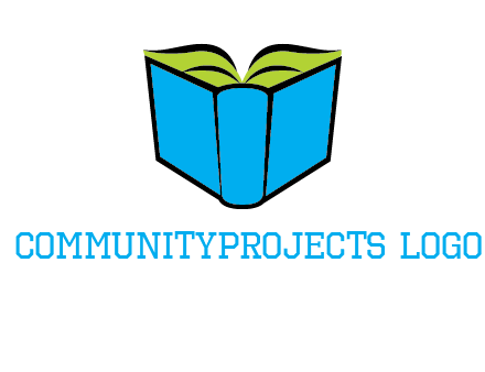tilted open hardcover book logo