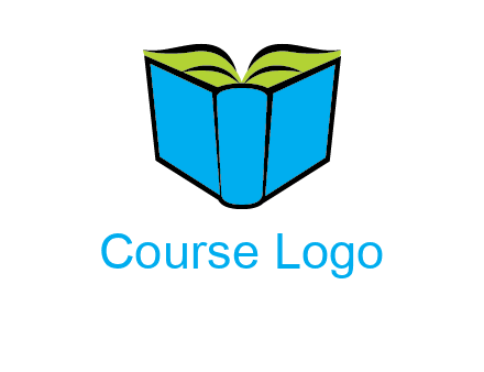 tilted open hardcover book logo