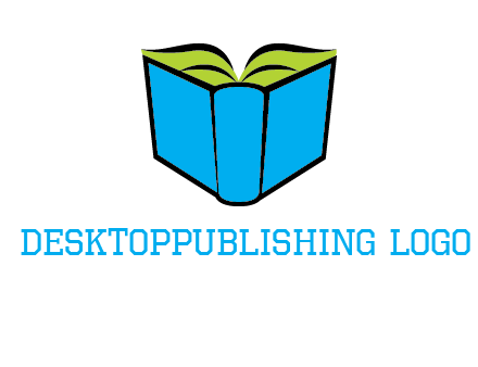 tilted open hardcover book logo