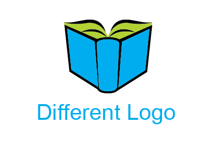 tilted open hardcover book logo