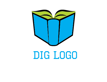 tilted open hardcover book logo