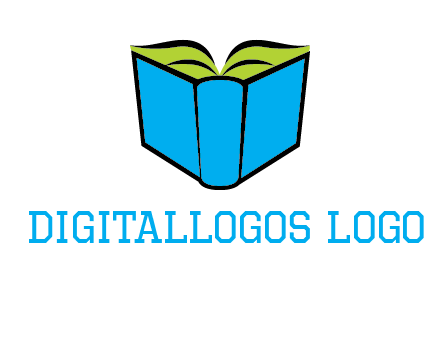 tilted open hardcover book logo