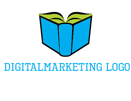 tilted open hardcover book logo