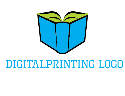tilted open hardcover book logo