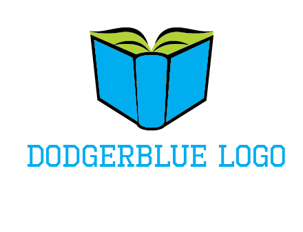 tilted open hardcover book logo