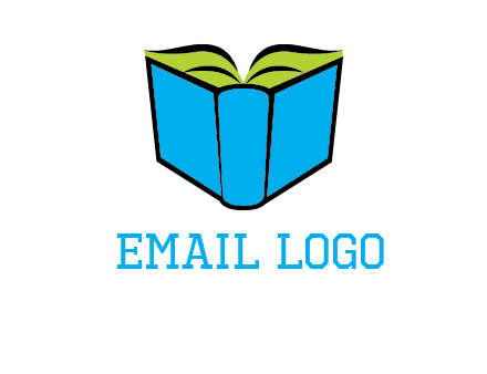 tilted open hardcover book logo