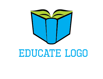 tilted open hardcover book logo