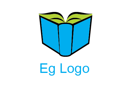 tilted open hardcover book logo