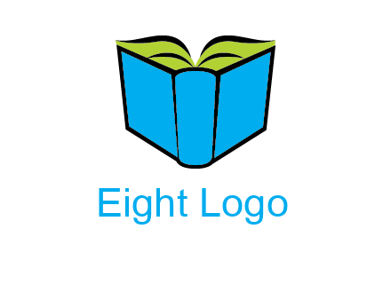 tilted open hardcover book logo