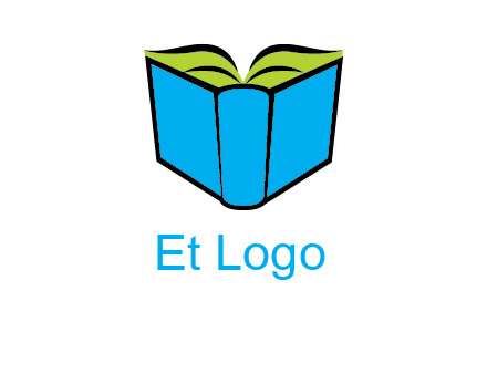 tilted open hardcover book logo