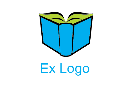 tilted open hardcover book logo