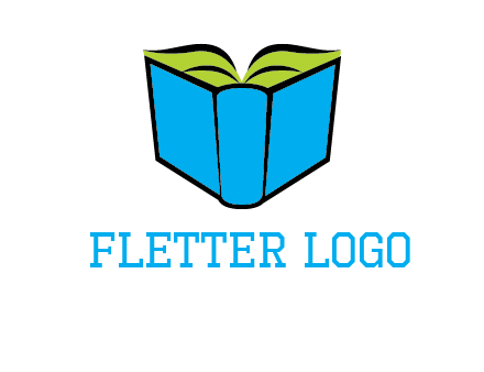 tilted open hardcover book logo