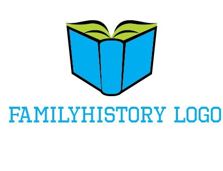 tilted open hardcover book logo