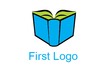 tilted open hardcover book logo