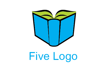 tilted open hardcover book logo