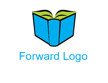 tilted open hardcover book logo
