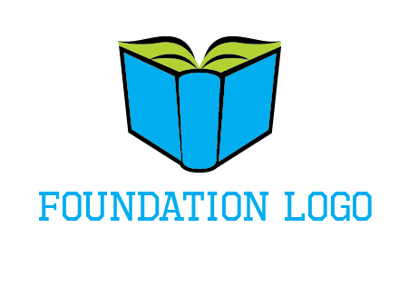 tilted open hardcover book logo