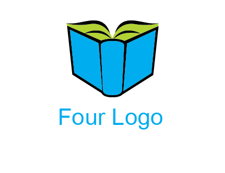 tilted open hardcover book logo