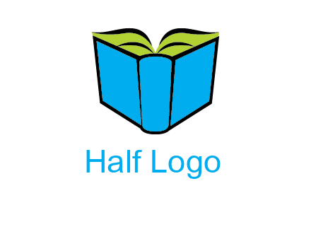 tilted open hardcover book logo