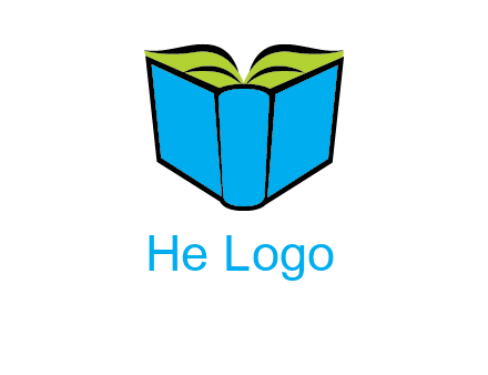 tilted open hardcover book logo
