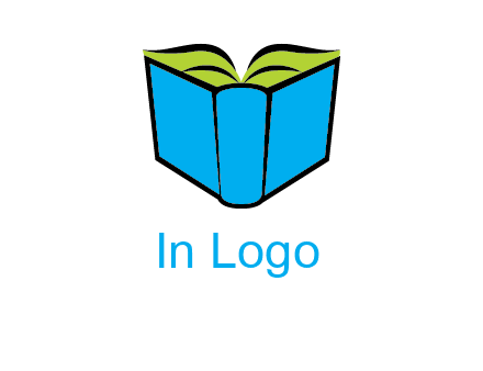 tilted open hardcover book logo