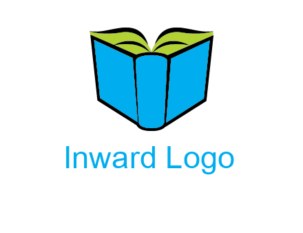 tilted open hardcover book logo